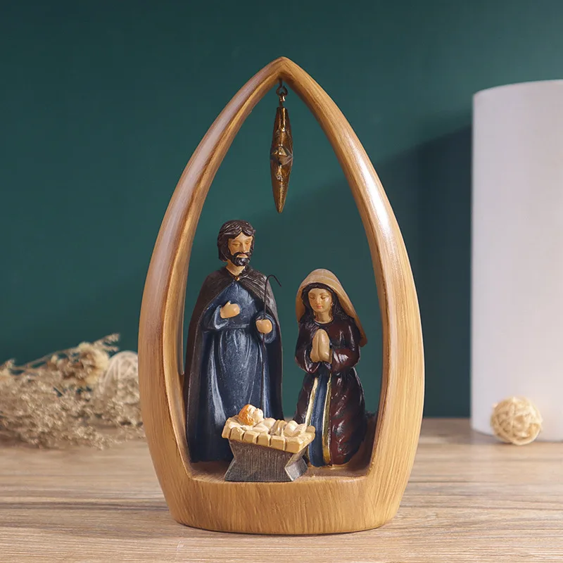 Creative Resin crafts Polyresin Religious Holy Family Jesus Birth Nativity Statue Home Living Room Tabletop Decoration