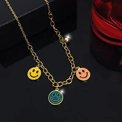  Fashion Luxury Branded Designer Necklace Bracelet Four Leaf Clover Smiling Face Stainless Steel for Women