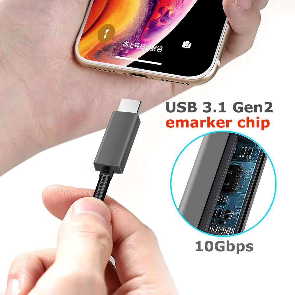 
100w 5a custom nylon braided 3.1 metal fast charging pd type c to usb c to usb c cable 