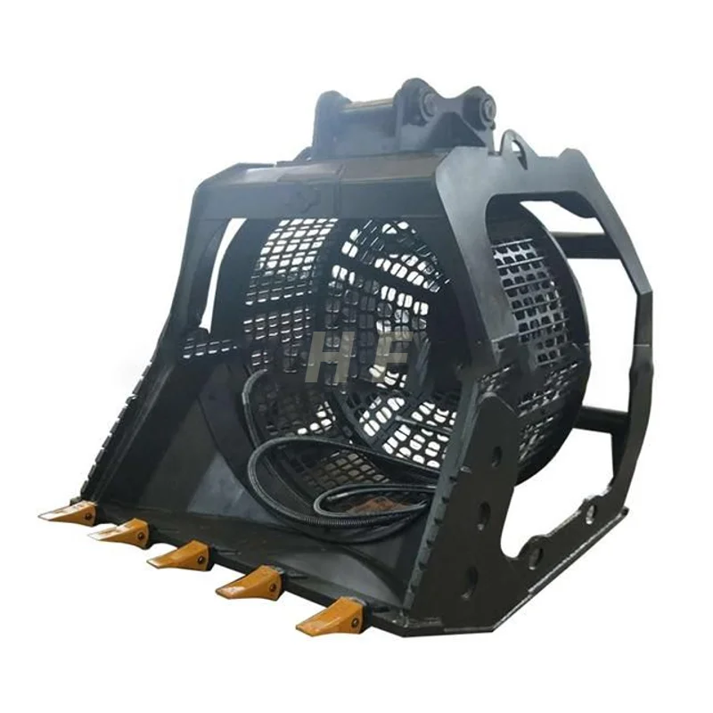 factory selling direct Excavator attachments work tools soil cleaning bucket Rotating screen screener bucket