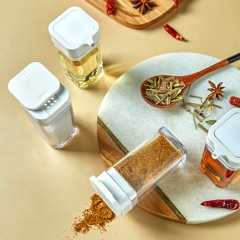 4Pcs Set Pepper Container Kitchen Shaker Seasoning Storage Container Condiment Jars