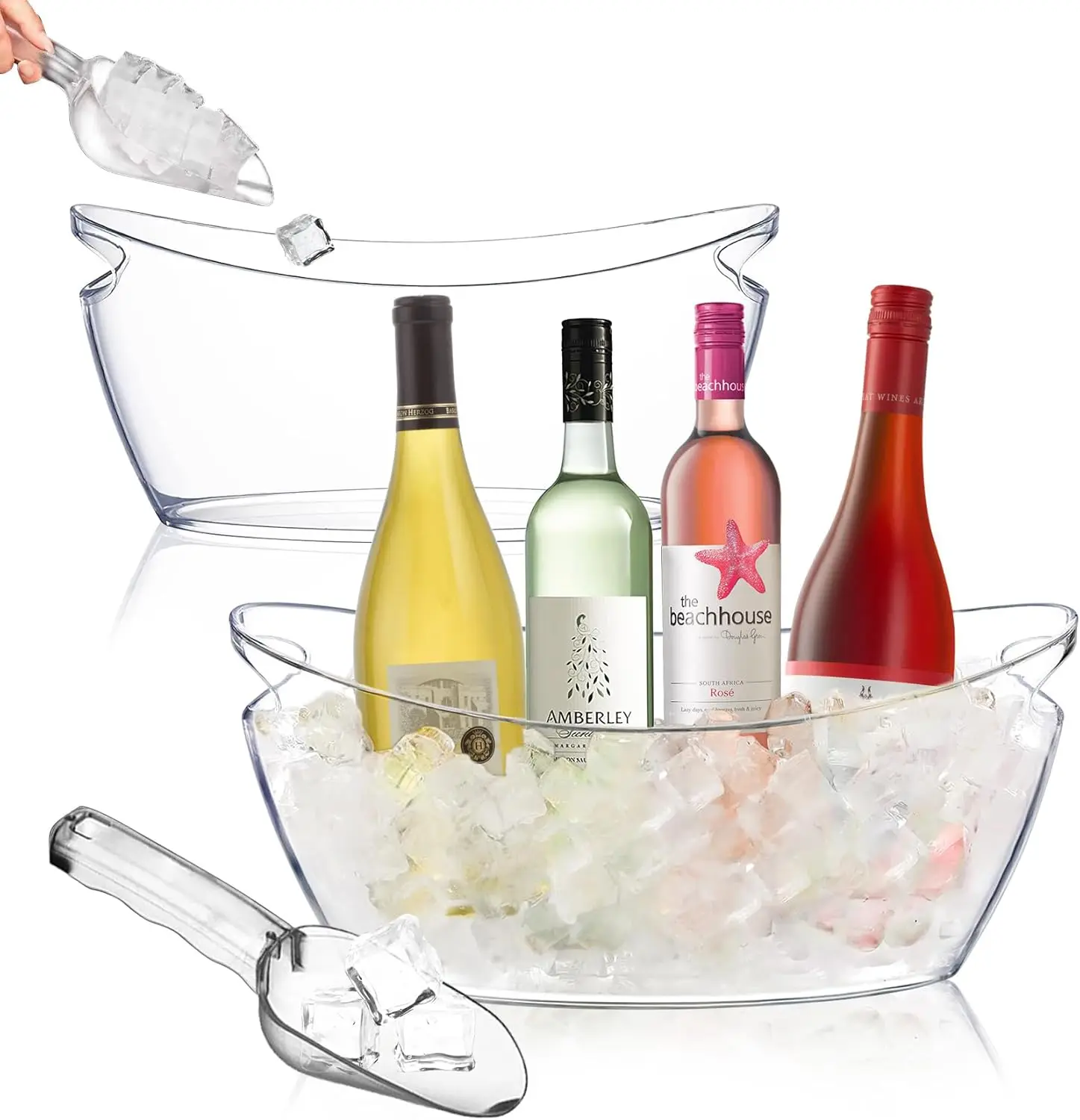 Plastic Ice Bucketwith clear BEVERAGR Tub Champagne Large drink buckets for cocktails Coller Mimosa Bar Supplies