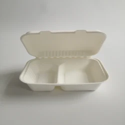 biodegradable recycled food packaging take away box with 2 compartment tray