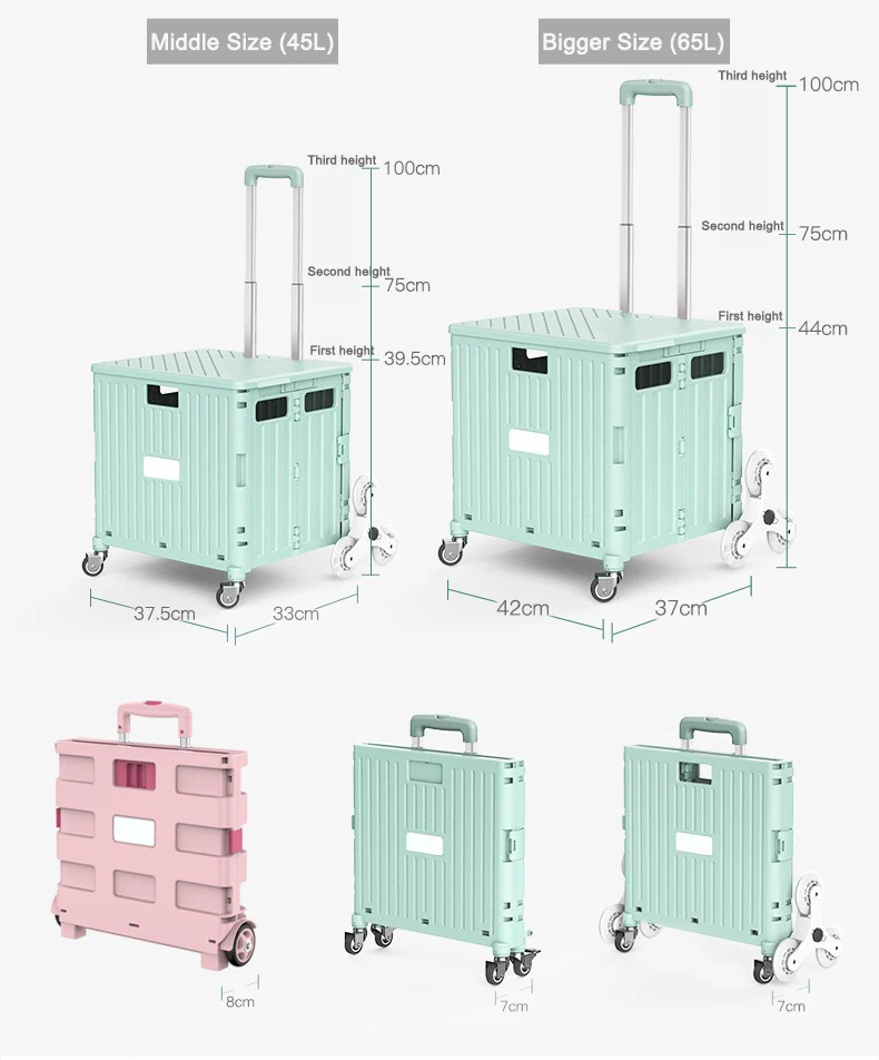 Foldable square trolley High quality plastic shopping cart Foldable outdoor trolley FST25