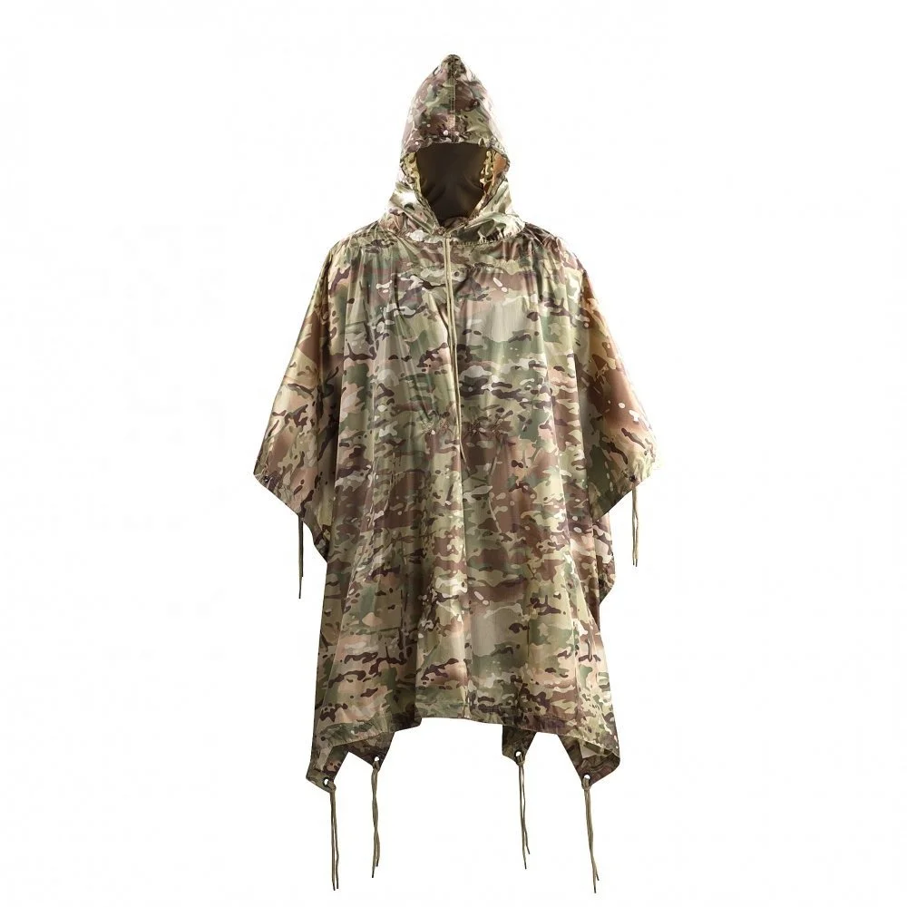 Zennison Waterproof Raincoat Ripstop Tactical Outdoor Use Rain Cover Multifunction Poncho