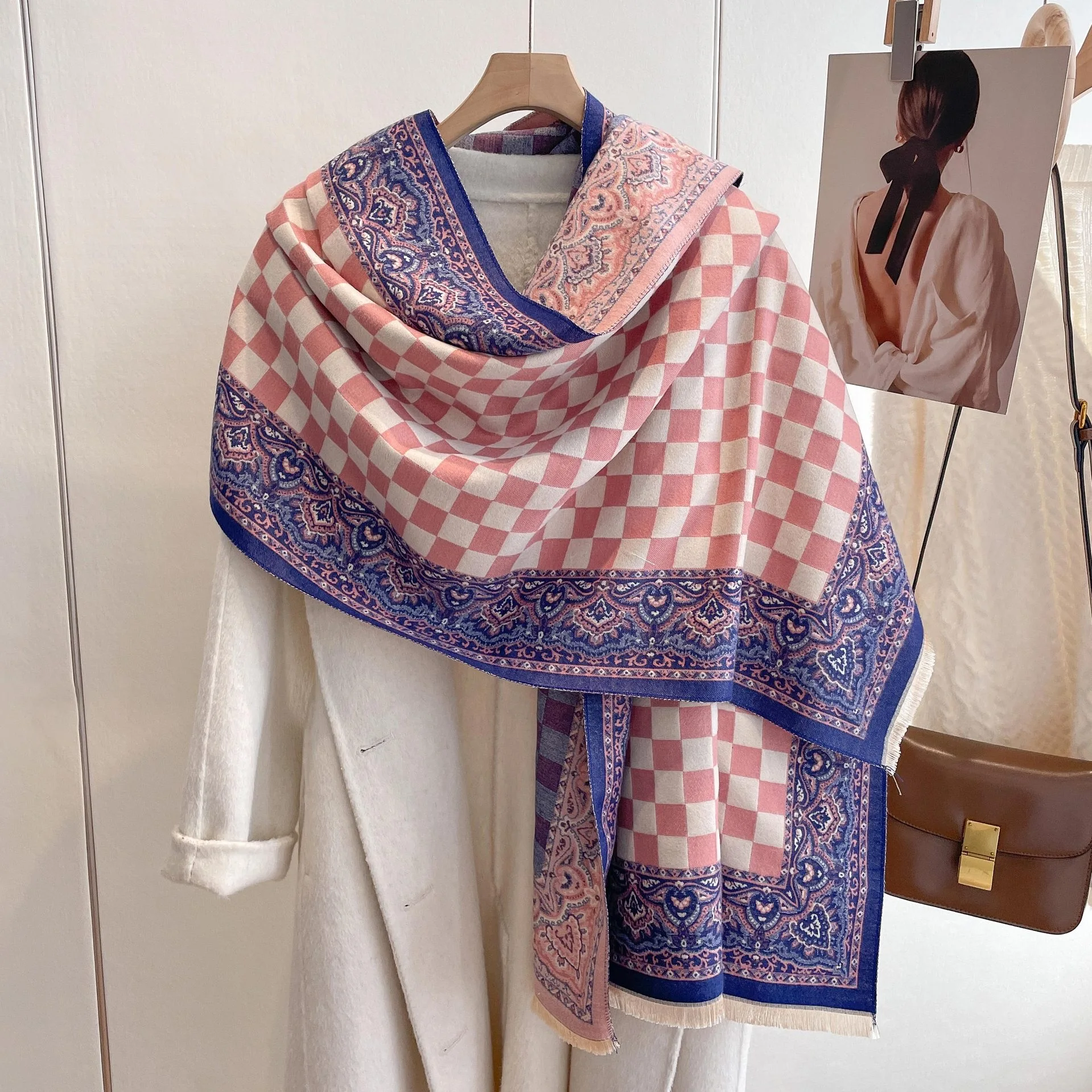 2024 Thick Neckerchief Winter Blanket Warm Scarves  Bandana Female Pashmina Shawl Wrap Bufanda Poncho Plaid Cashmere Scarf Women