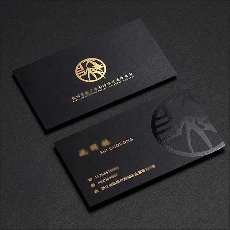 China factory competitive price thick paper custom embossed foil printing business cards with own logo