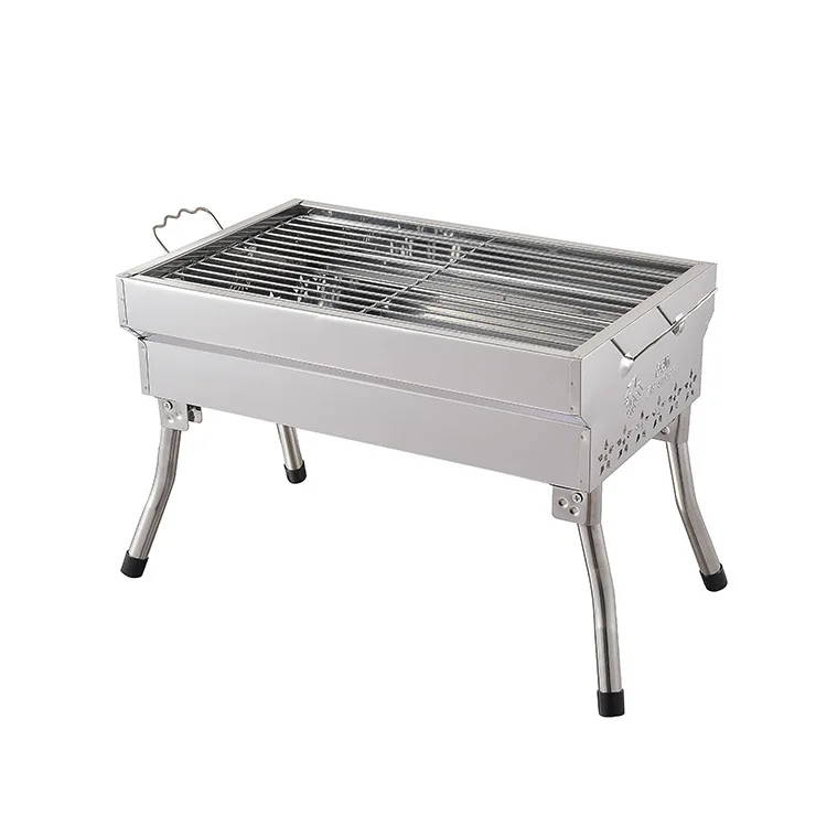 Grills promotion barbecue outdoor camping portable folding stainless steel Charcoal backyard bbq grills 410# easy clean hot sale