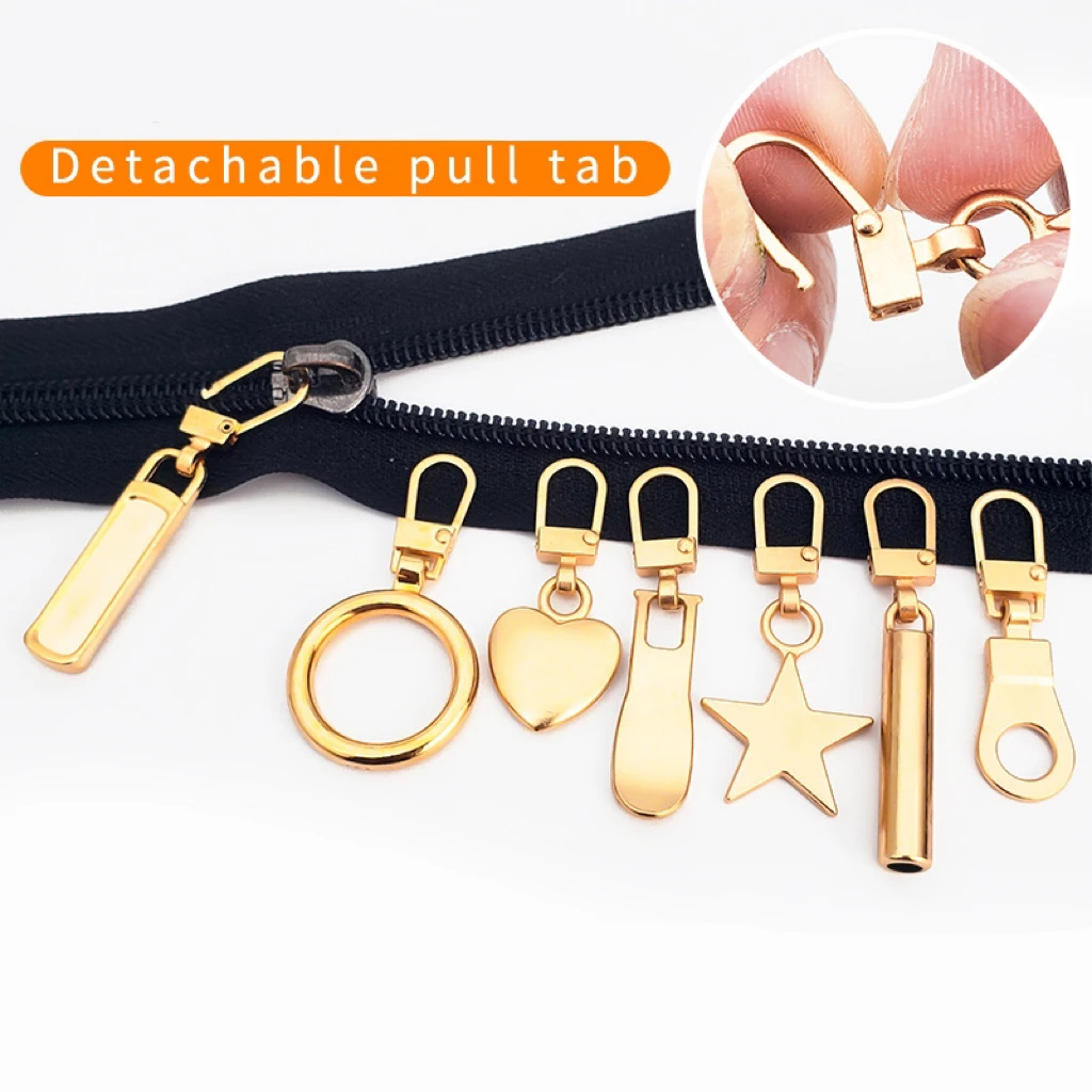 Wholesale Zip Pull-tab Decorative Keychain Zipper Puller Pull Tabs Metal Zinc Alloy Golden Painted Customizable Zipper Sliders
