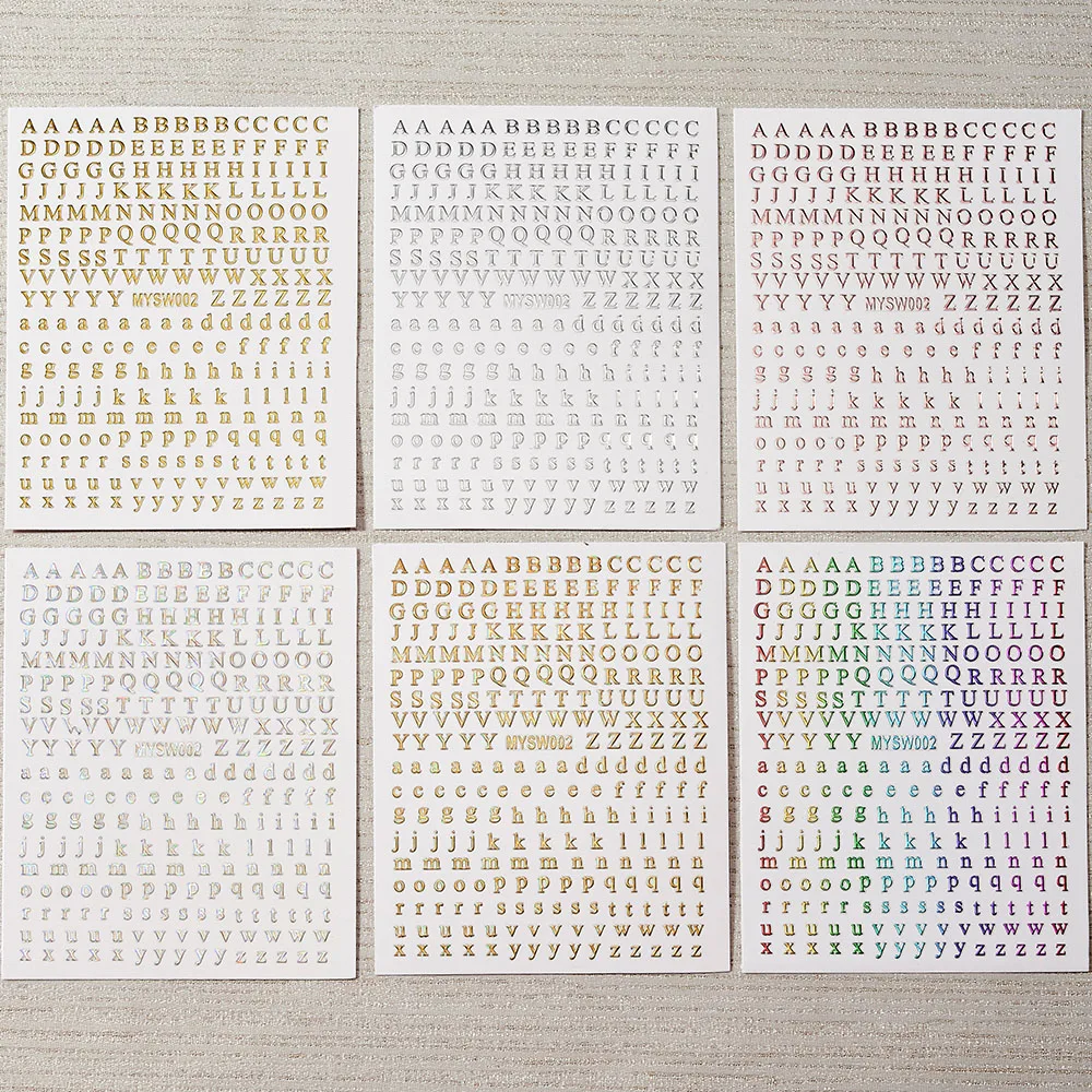 New Roman 26 English Alphabet Number 3D Self-adhesive Nail Art Decal Sticker Word Small Letter Nail Tattoos Decal Stickers