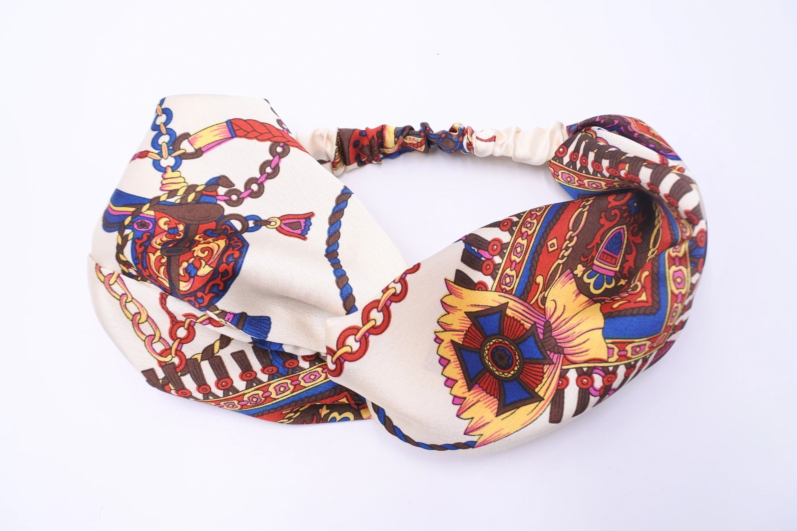 
Floral Pattern Cross Hair Band Bohemian Stretch Twist Cross Turban Head Wrap For Girls and women 