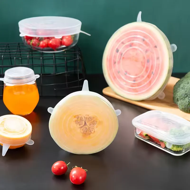 Reusable Seal Stretch Covers lids Food Grade Silicone Lid Tapas De Silicon Adjustable Keep Fresh Cup Lid