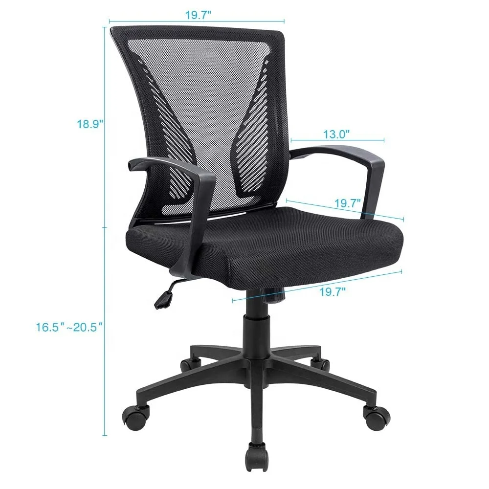 Factory direct sale mid back Gas Lifting fabric Rotating executive computer mesh swivel office chair for meeting room