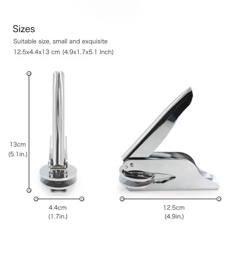 Customized Stainless Embosser Steel Stamp Office-Use Hand Embossing Seal Paper Press Stamp