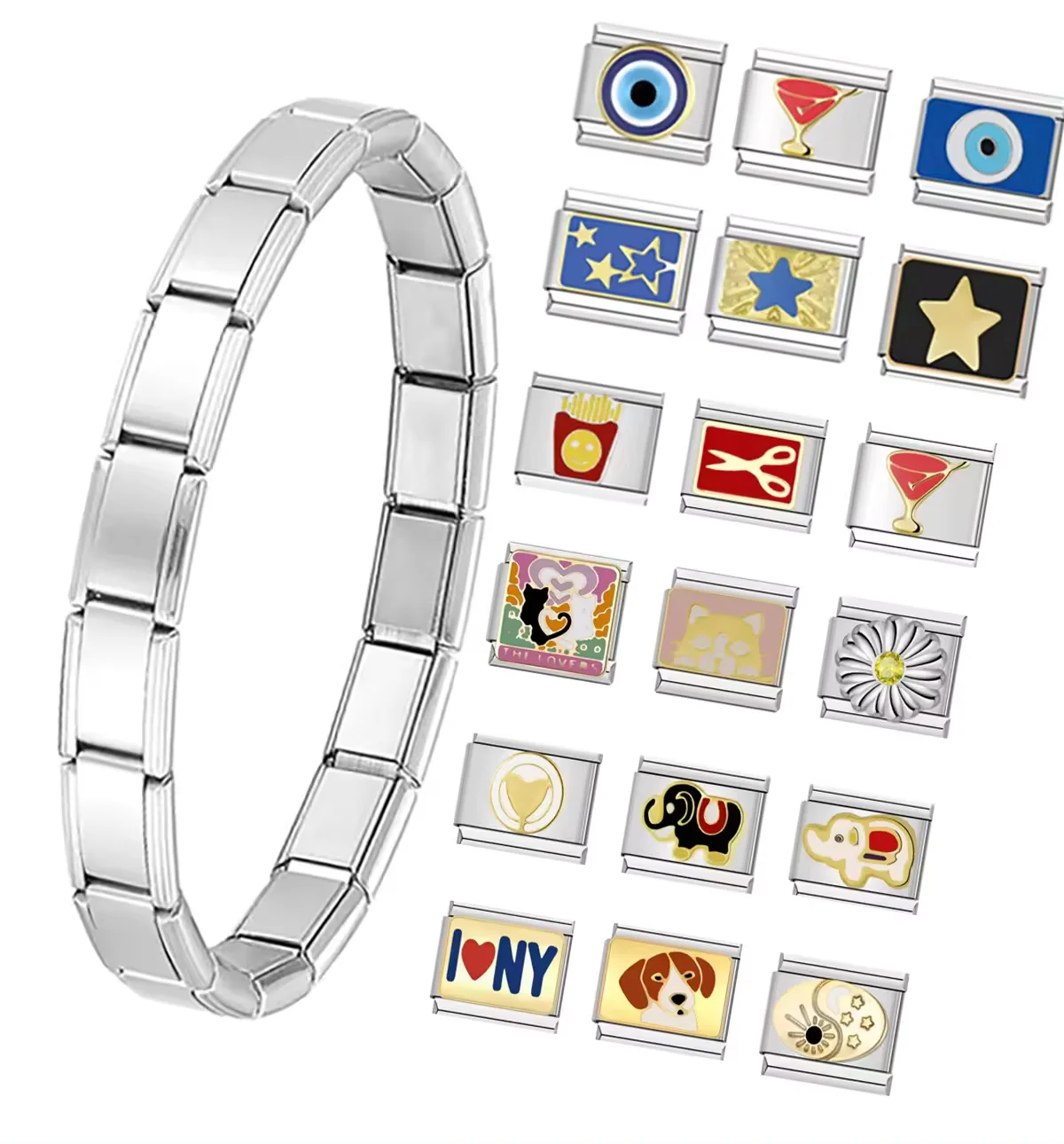 Italyan Bileklik Charms Stainless Steel Link Single New DIY Italian charms Jewelry Fit 9mm bulk Italian charms Links Bracelet