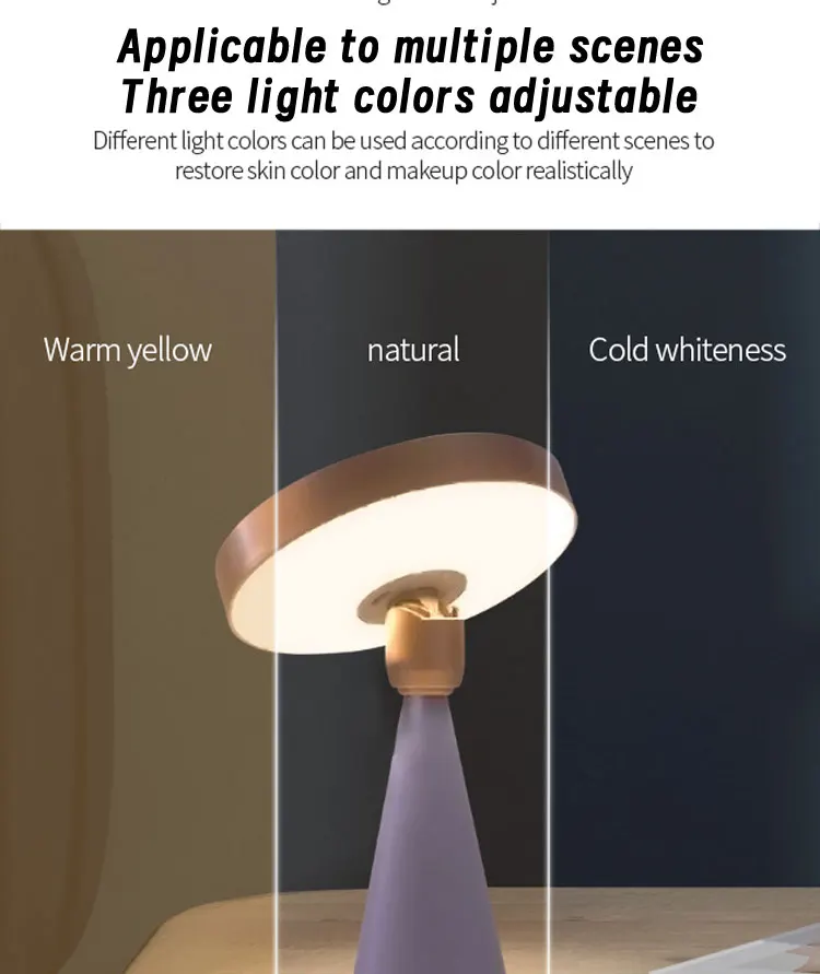 Mushroom Desktop Lamp Touch Screen USB Touch Three Color Makeup Led Mirror