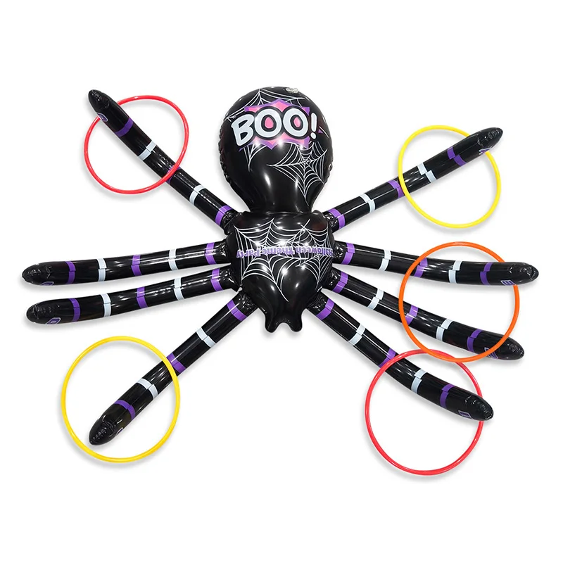 Max Fun Halloween Ring Toss Game Inflatable Spiders Set for Kids Carnival School Halloween Party Decoration