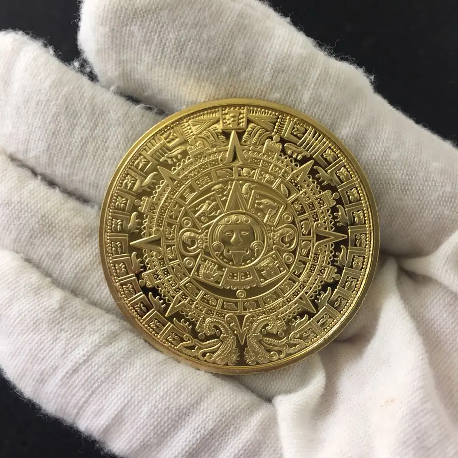High Quality The Mayan Long-Count Calendar Dec.21 2012 Gold Planted Coin Commemorative Coins