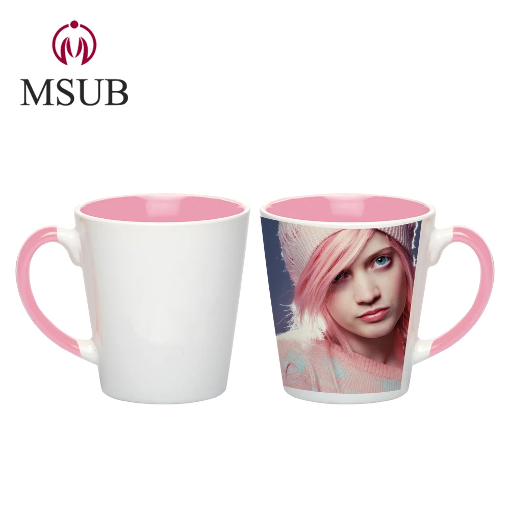 
12oz ceramic latte cups two tone sublimation mugs for sale 