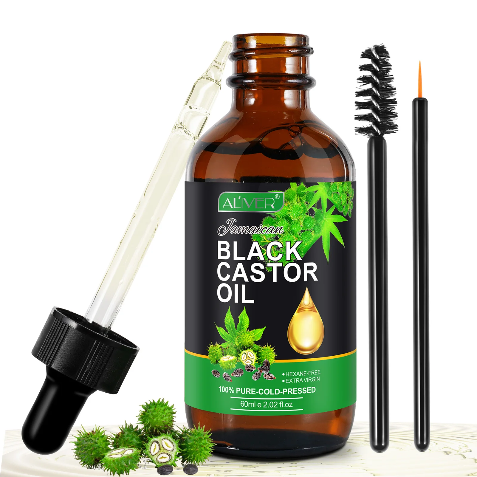 ALIVER women full body massage oil,60ml detox immune enhancing pure black castor oil jamaican natural,cold pressed castor oil