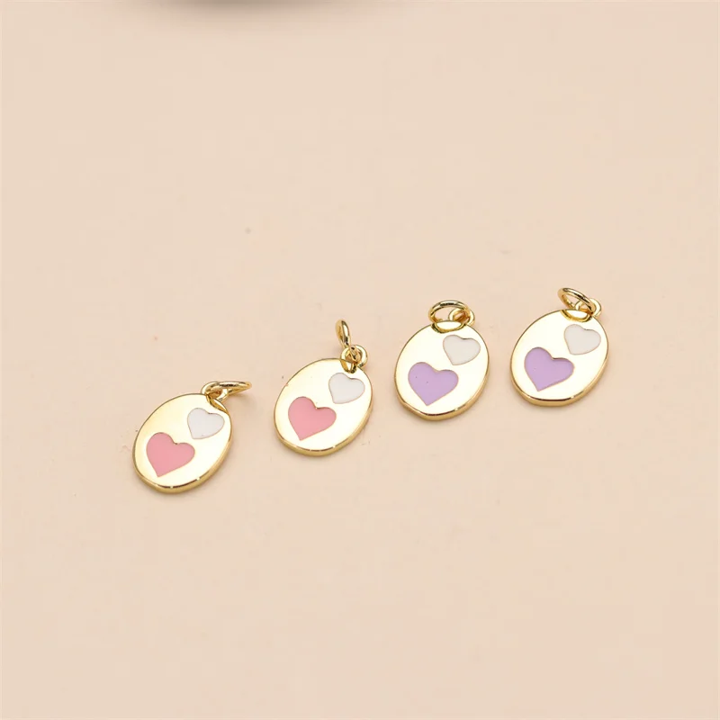 Heart Enamel Pendant Golden Color Metal Heart Enamel Pendant Custom Enamel Charms