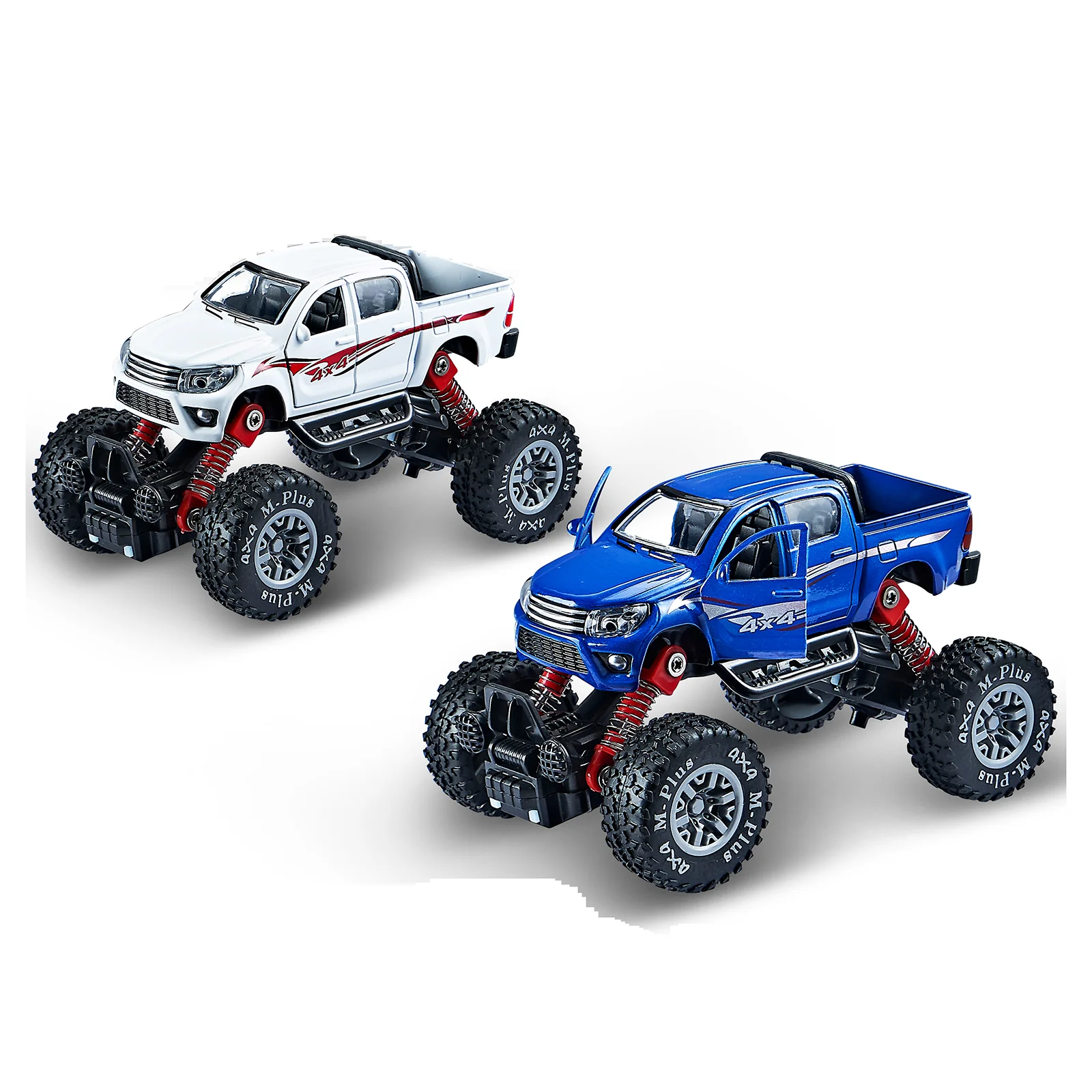 Car model Light music 2 color mix 1:30 alloy pull-back with spring shock absorber simulation climbing large wheel Toyota pickup