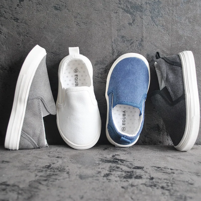 high quality simple style kids canvas shoes in black and white children school sports footwear