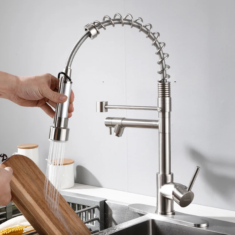 2024 New product Kitchen Faucet Brass Water Tap Modern Kitchen Taps  Pull Out Sprayer Kitchen Mixer Sink Faucets