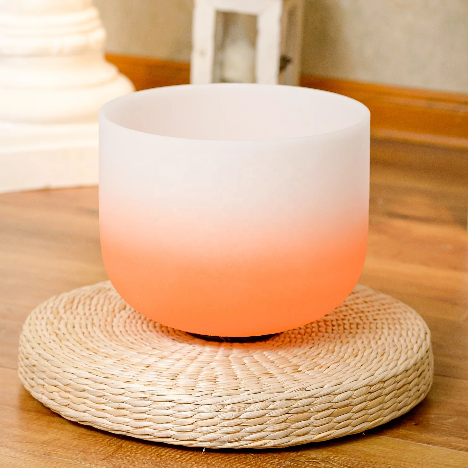 KVKA 8-14 Inch Half Colored Chakra Frosted Quartz Crystal Singing Bowl Gradient Design With Cases