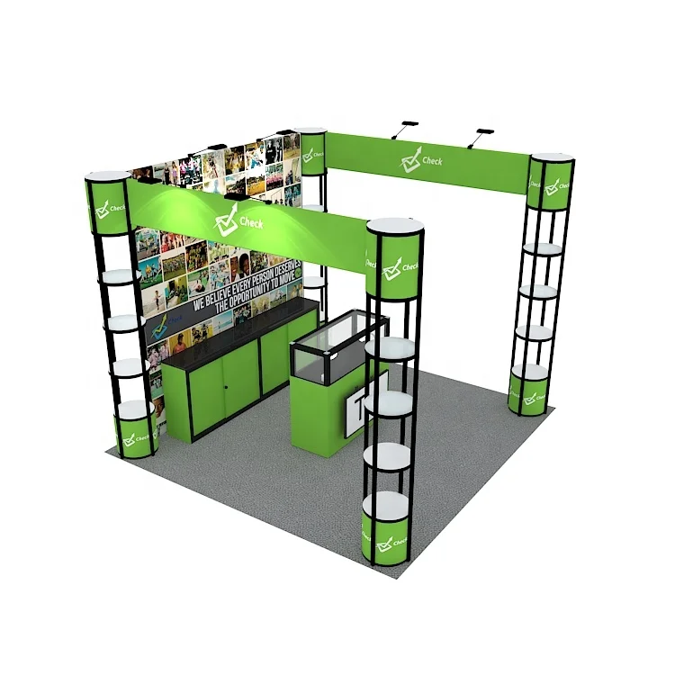 
Portable Aluminum Folding Spiral Twist LED Show Case Fabric Printing Exhibition Booth 