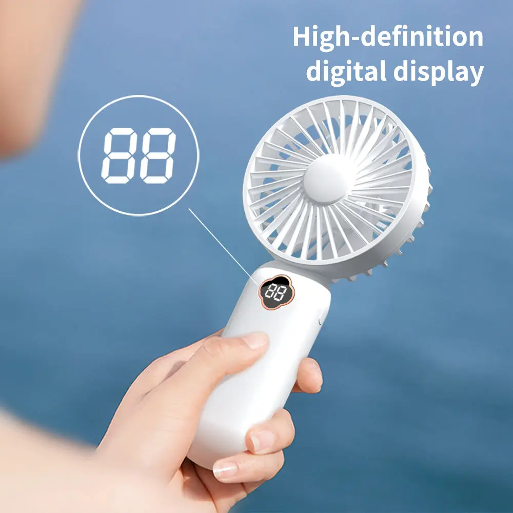 Custom Logo Portable Leafless Mini Fan Air Cooler Usb Rechargeable Handheld Bladeless Fan with Digital Display
