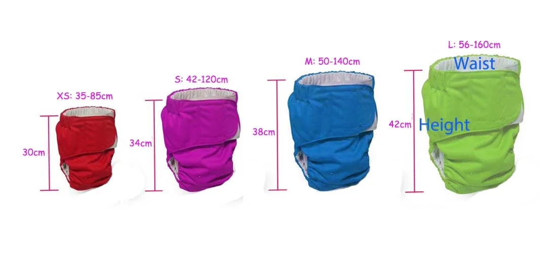Medium reusable adult cloth diapers washable adult nappy adjustable hook loop for disable old people incontinence pregnant women