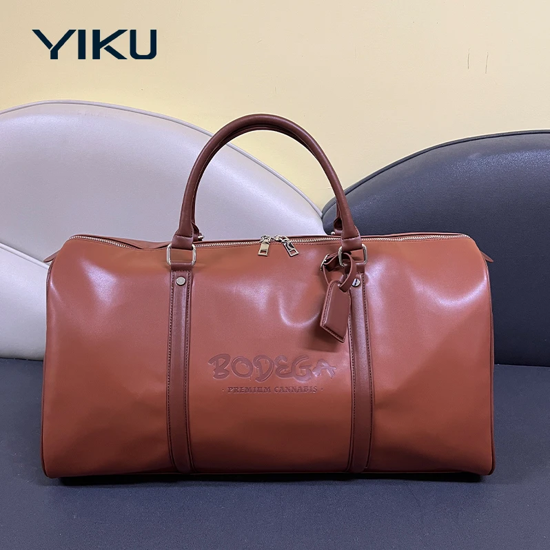 Custom Waterproof Leather Weekender Overnight Bag  Large Carry  Bag Travel Tote Duffel Bag for Men PU OEM Fashion Unisex Trip