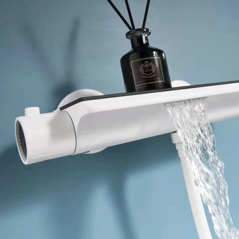 Ningjie newest  wall-mounted brass thermostat bath shower set bathroom shower faucet