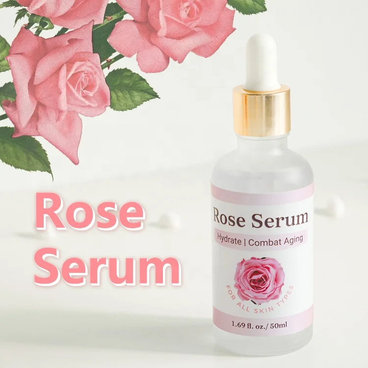 Private Label Rose Serum Lightening Collagen Whitening Moisturizing Vegan Anti-Aging Anti-Wrinkle Face Ordinary Serum