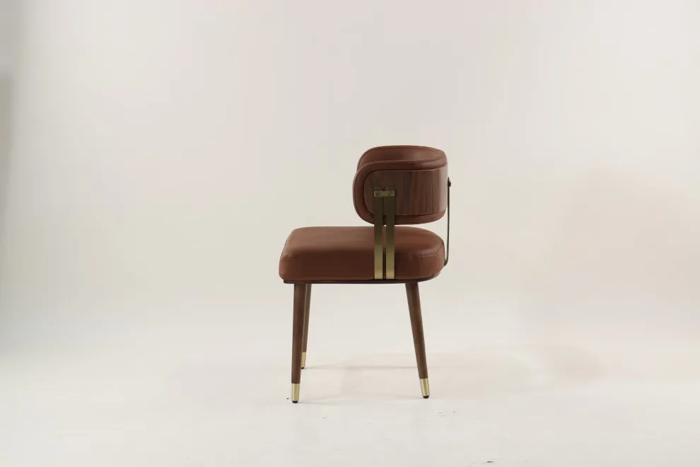 Mid century modern design upholstered cafe chair plywood comfort Cricket Dining Chair walnut for kitchen restaurant hotel