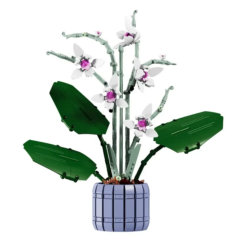 Creativity Bouquet Flower Model Building Blocks Cymbidium Faberi Bonsai Potted Plant Bricks Ideas Toy Gift for Kids Boys Girls