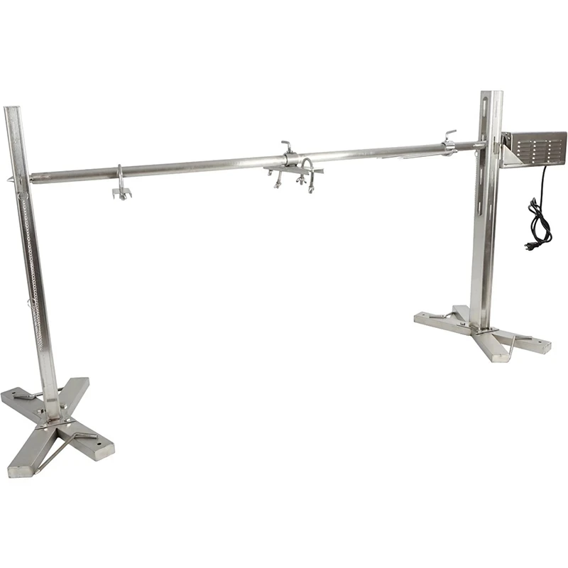 Rotisserie Grill Kit Stainless Steel Tripod Rotisserie Stand, Pig Lamb Hooded Roaster Charcoal Spit with 30W Motor