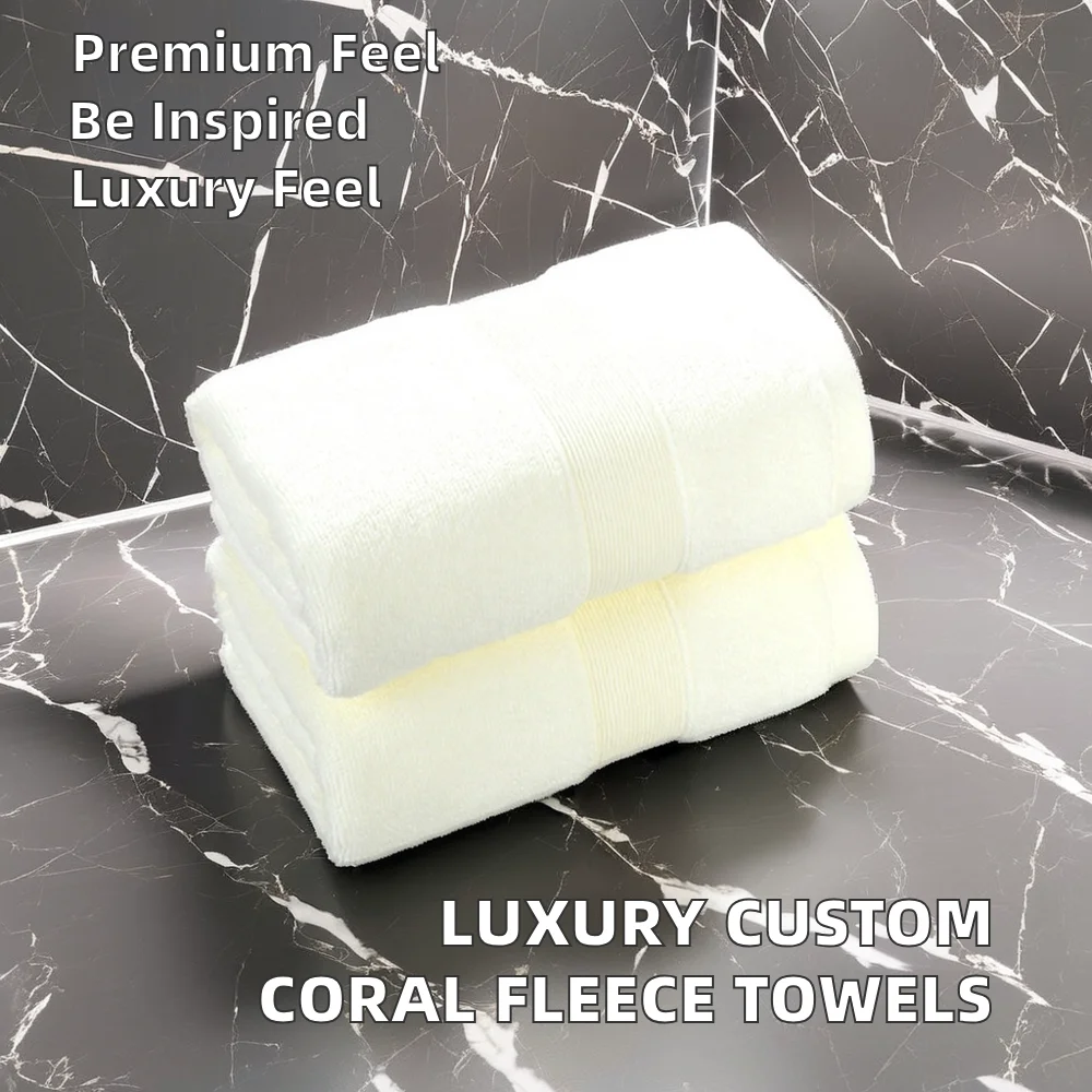 Luxury Large Cotton Bath Towel Set Customizable Luxury Designer Woven Coral Fleece Quick-Dry Soft Absorbent for Home Use Adults