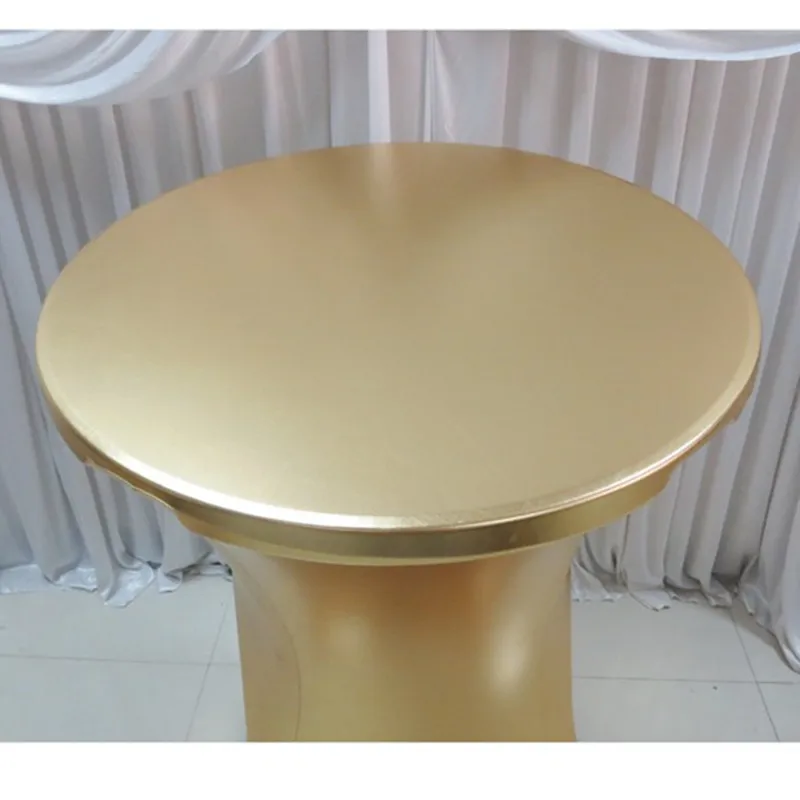 Metallic Golden Silver Spandex Cocktail Table Cloth Stretch Bar Table Cover Linen For Wedding Event Hotel Party Decoration