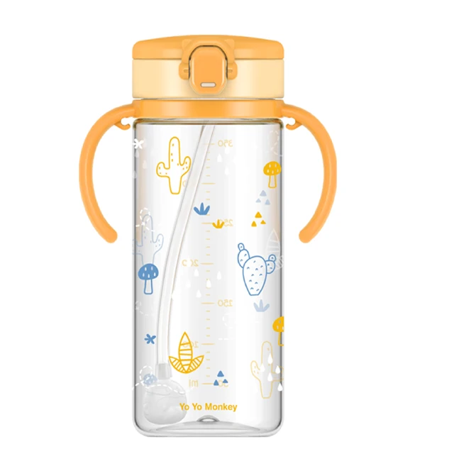 BPA Free spill free  Tritan plastic drinking bottle with detachable handle and strap  for baby  350ML