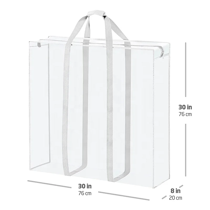 Clear Plastic Durable Reusable Moving Bag Laundry Bag Storage Organizer Hamper for Shopping Storage Travel Clothes Toy