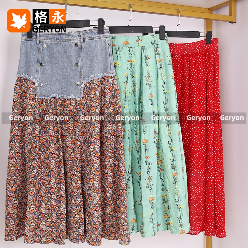 GERYON vintage Long cotton skirt thrift clothes second hand clothing cambodia king bale used clothes 45kg to philippines