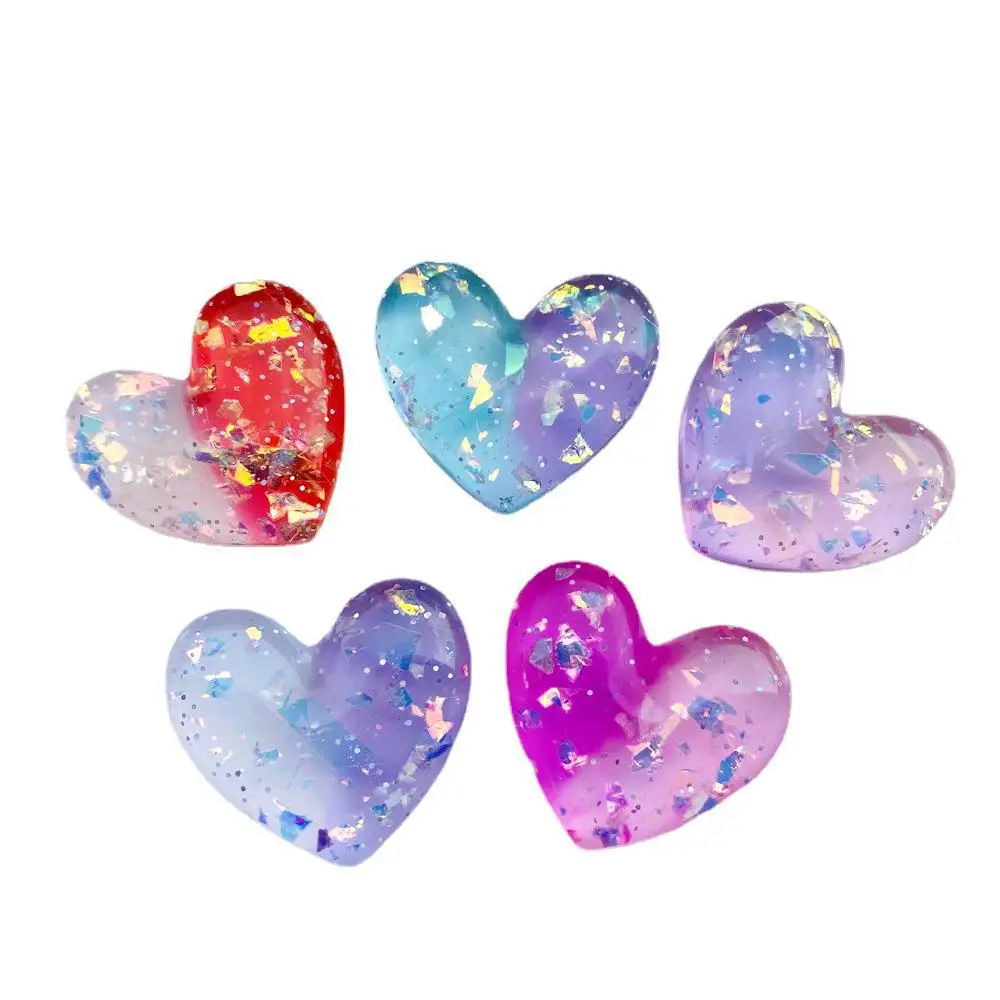 Sequined Two-color Love Heart Resin Charm Wholesale DIY Cream Glue Resin Accessories