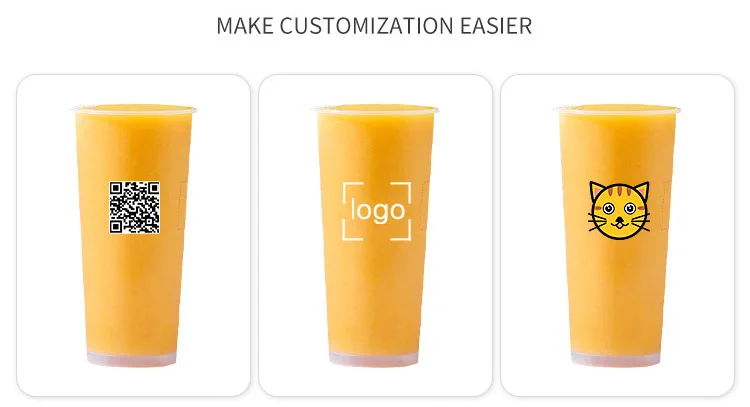 Customized Takeaway Coffee Cup Disposable Transparent Lid Boba Cup Clear Plastic Dessert Cups