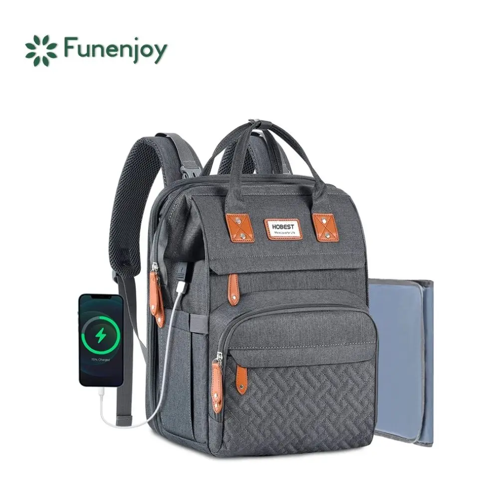 Diaper Bag Backpack Multifunction Large Waterproof Travel Diaper Bag with Changing Pad and USB Charging Port for mommy