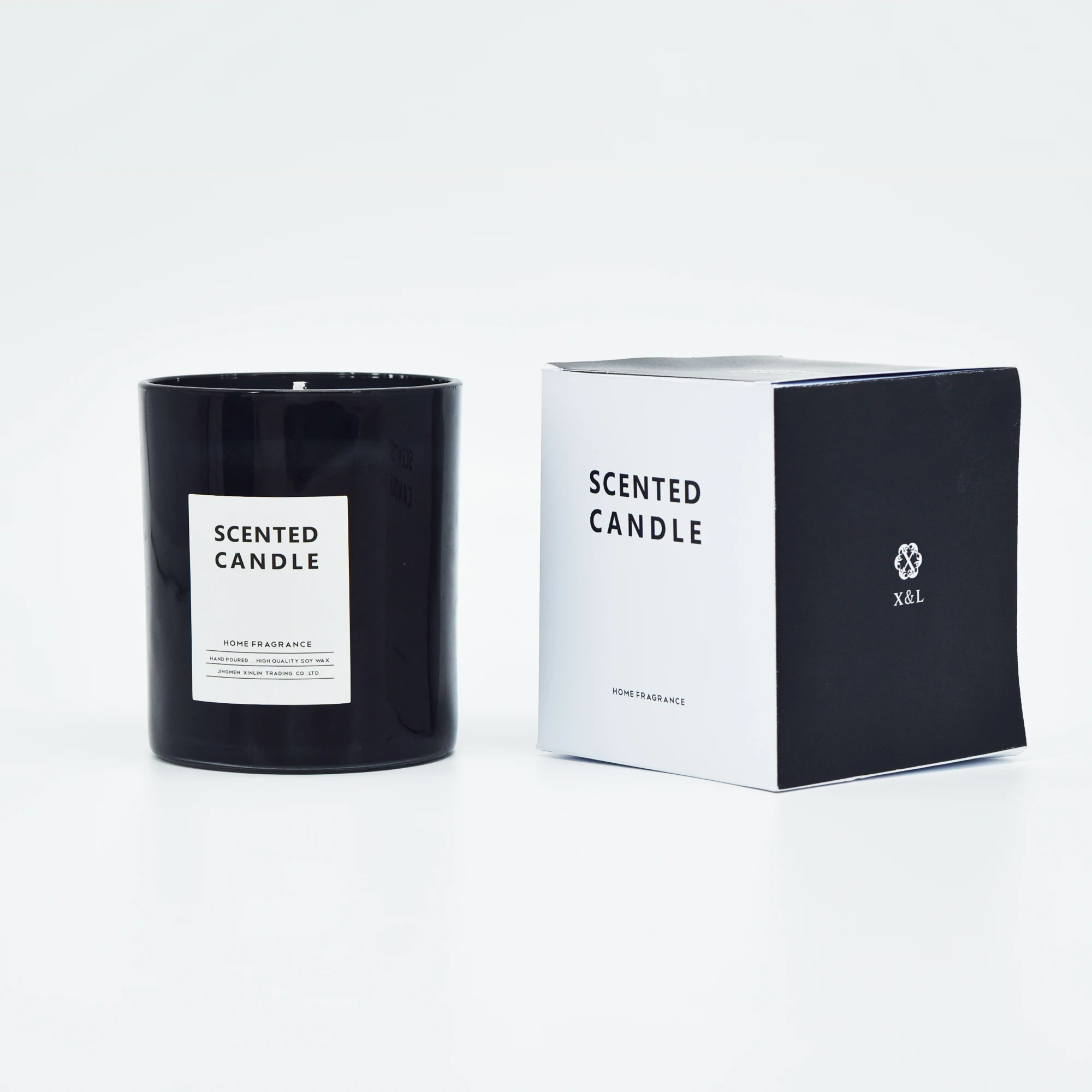 Hot Sell Popular Professional Manufacture Classic Black Glass Jar Private Label Natural Soy Wax Scented Fragrance Candle