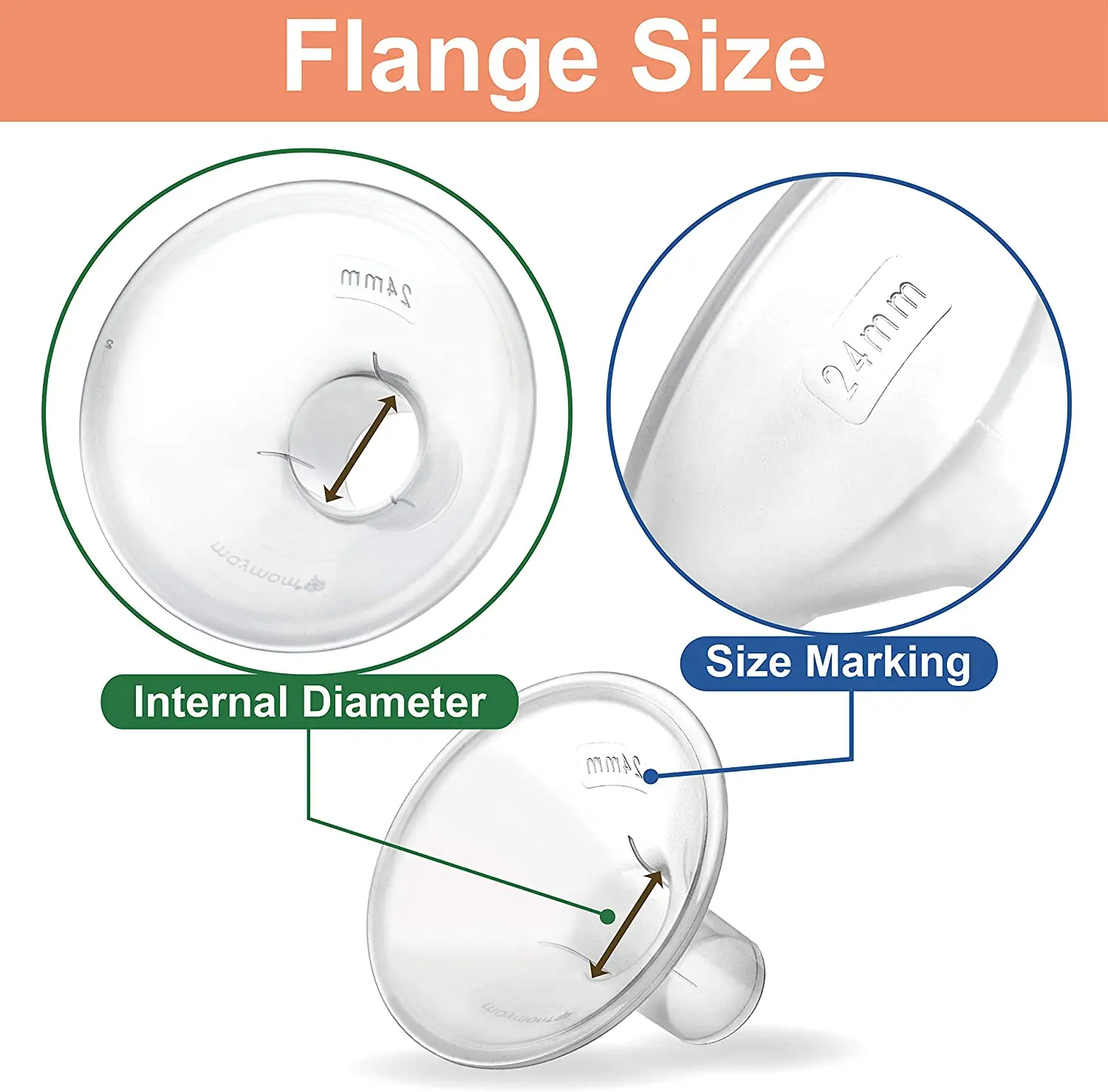 2023 hot selling Breast Pump accessories PP Flange 13mm 15mm 17mm 19mm 21mm 24mm breastfeeding BPA Free Food Grade Shield