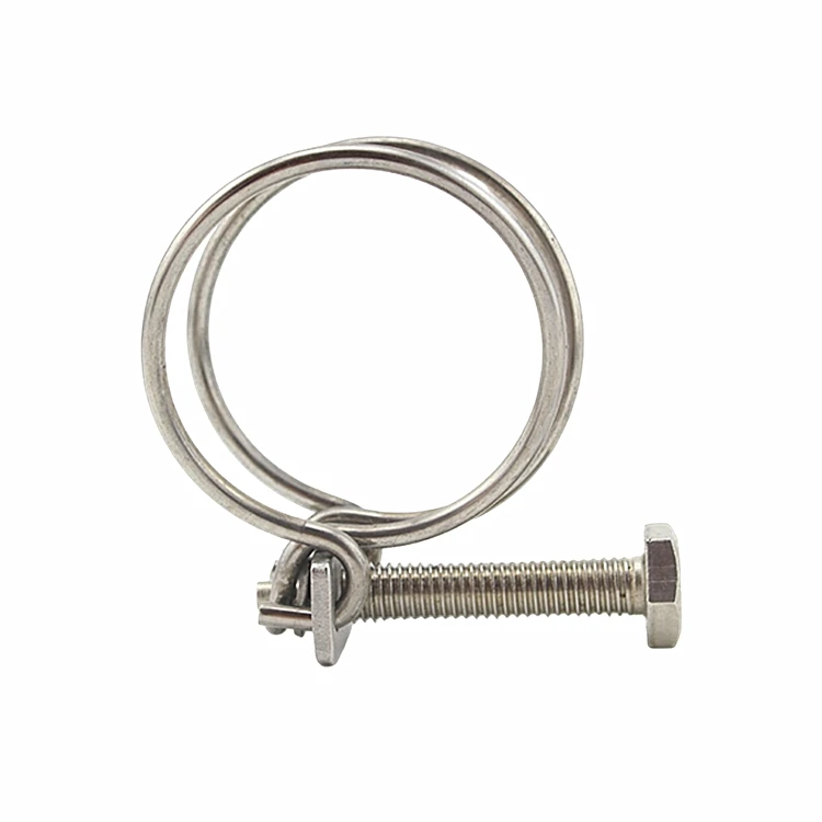 High quality low price stainless steel adjustable double wire hose clamp