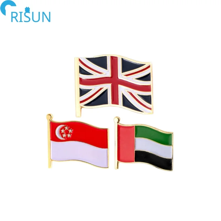 Souvenirs Customized Soft Enamel World Country National Flag Badges Brooches Custom World Country National Flag Enamel Pin Badge